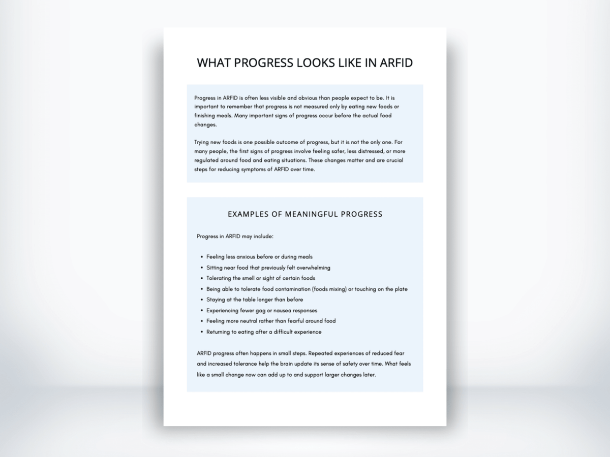 What Progress Looks Like In ARFID Handout PDF - My Thriving Mind