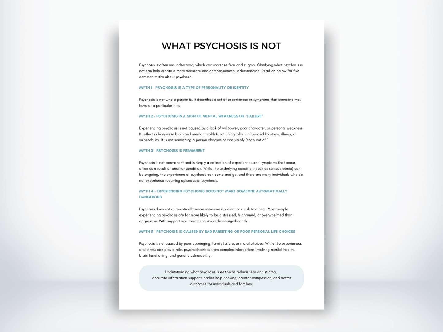 What Psychosis Is Not Handout PDF - My Thriving Mind