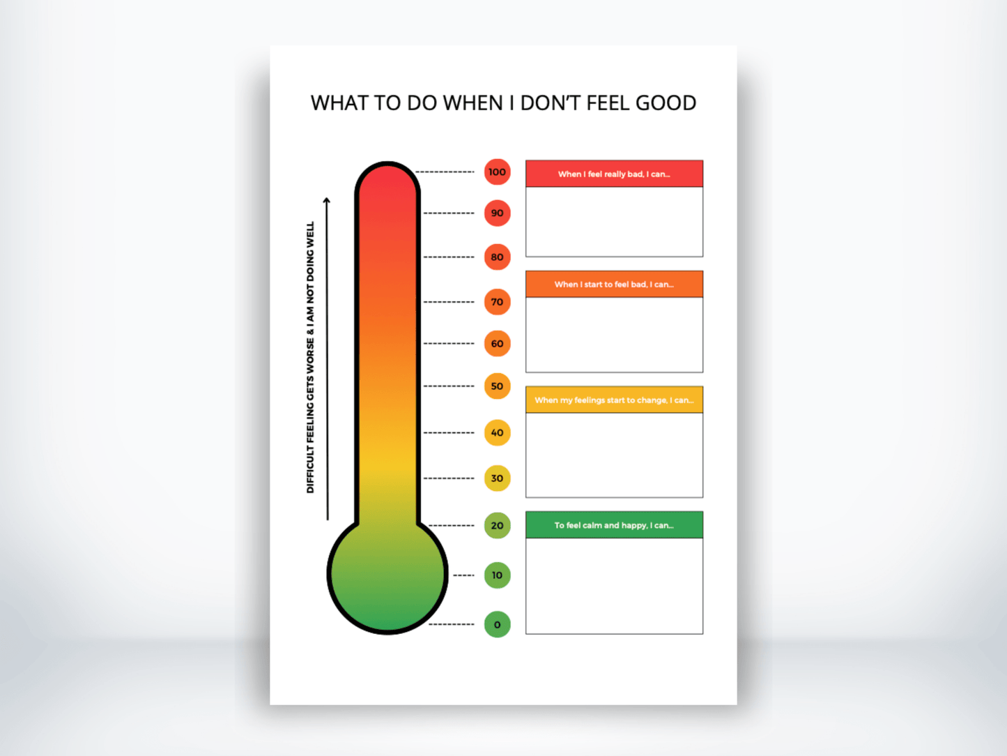 What To Do When I Dont Feel Good Worksheet PDF - My Thriving Mind