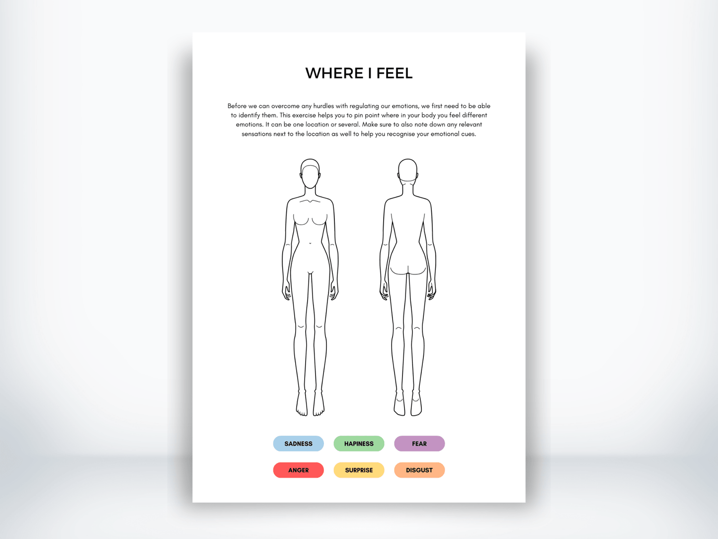 Where I Feel Worksheet PDF - My Thriving Mind