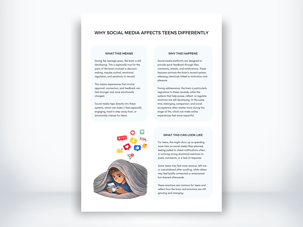 Why Social Media Affect Teens Differently Handout PDF - My Thriving Mind