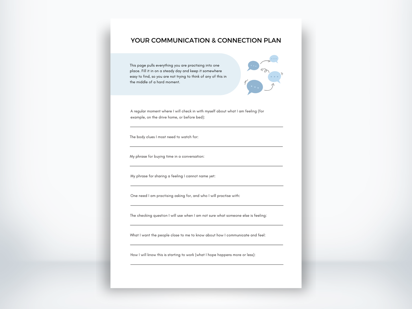 Your Communication and Connection Plan PDF