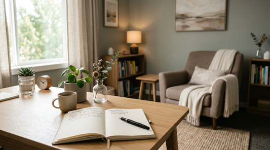 Calm therapy office setting for CBT work on people pleasing with adult clients