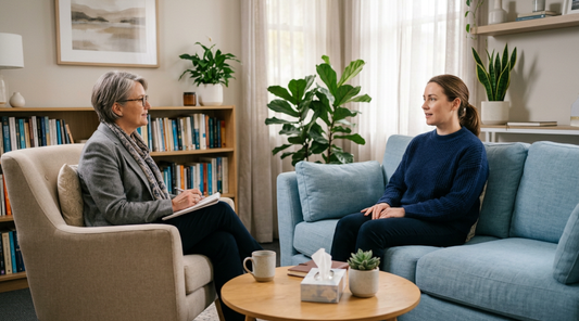 Therapy session supporting a client through trauma bonding recovery.