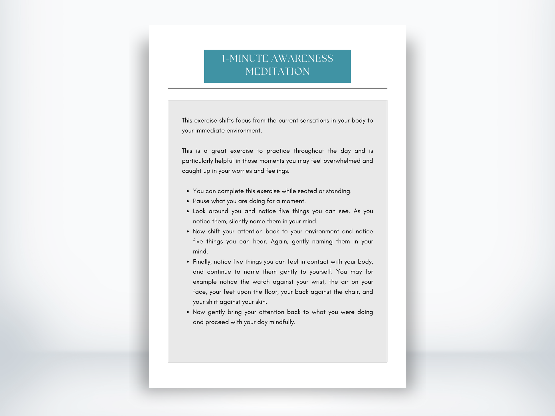 1-Minute Deep Awareness Meditation PDF Script