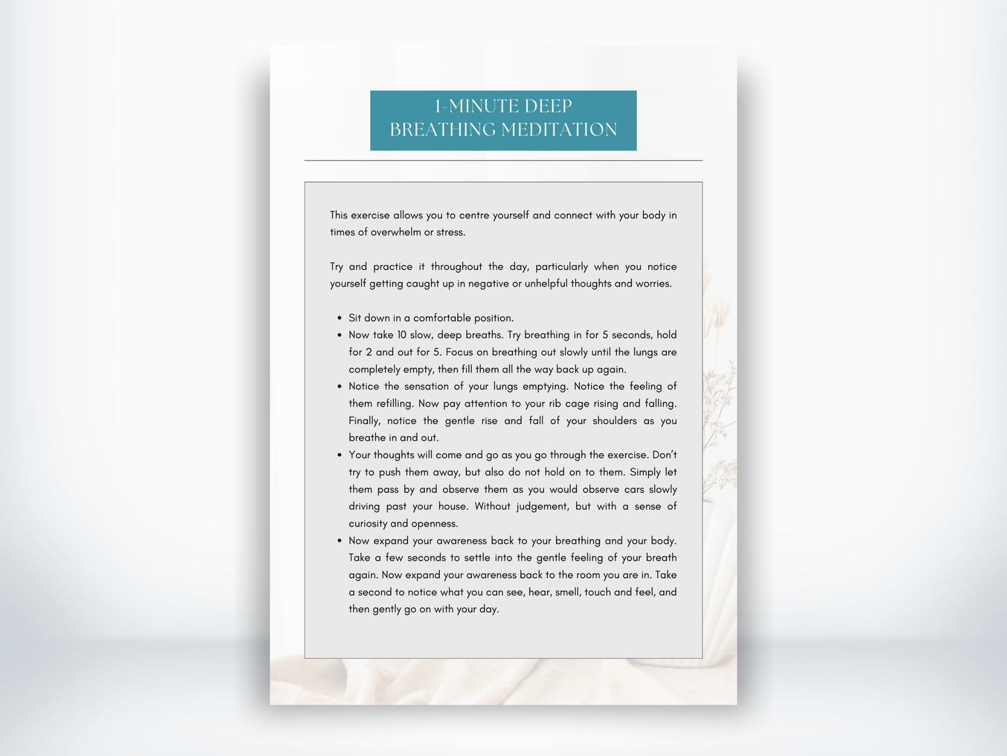 1-Minute Deep Breathing Meditation PDF Script