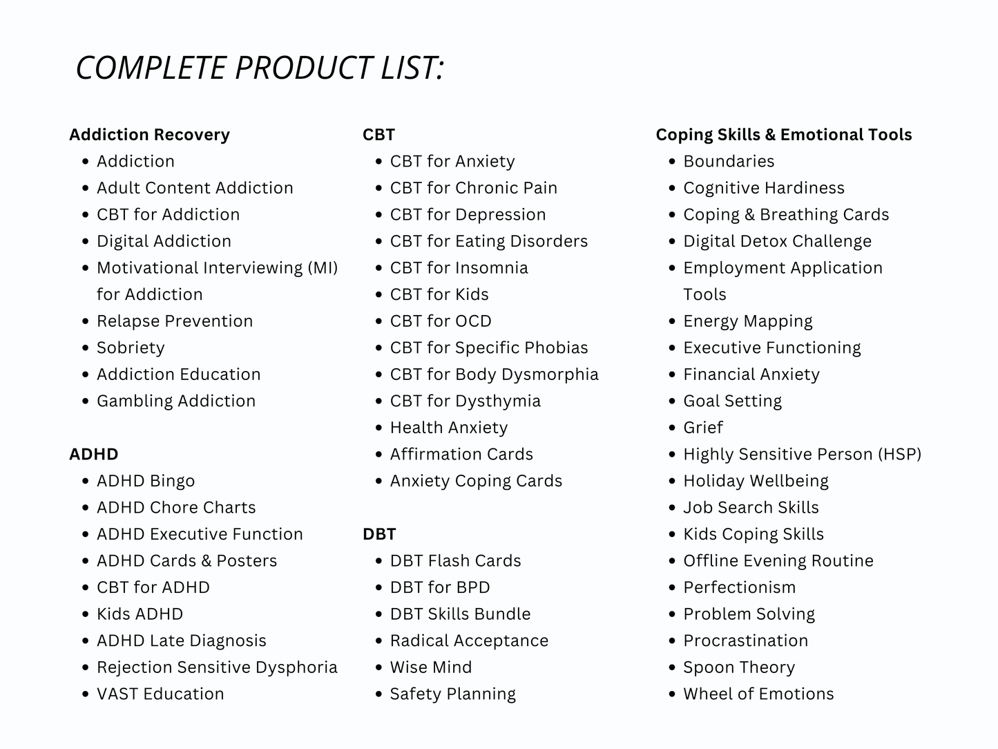 Complete Psychology Worksheets – Whole Shop Bundle