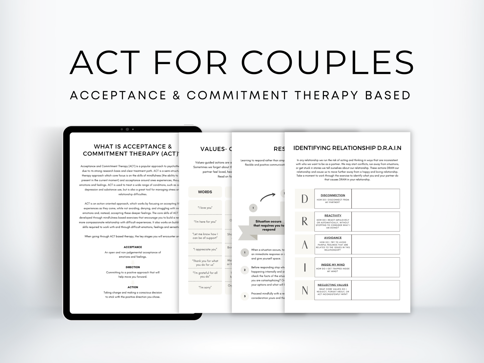 ACT Worksheets for Couples Therapy PDF