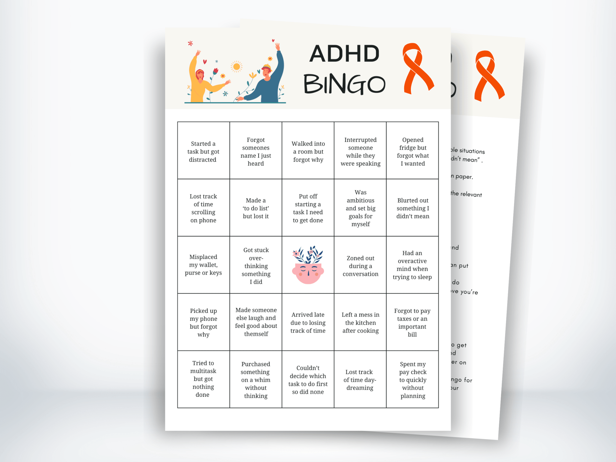 ADHD Bingo Card (PDF) | My Thriving Mind