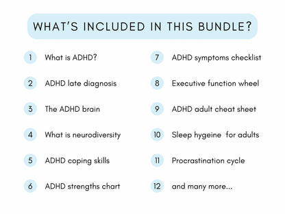 ADHD Late Diagnosis Worksheets PDF