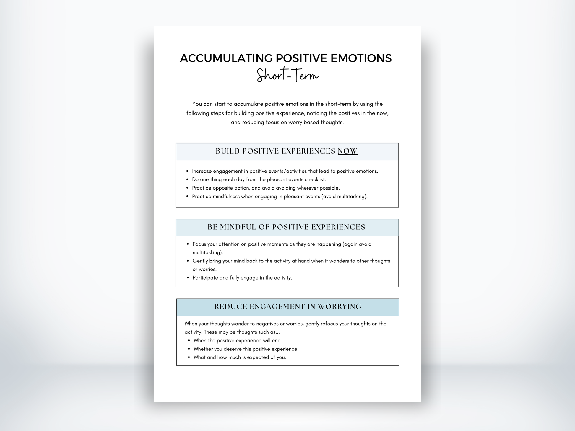 Accumulating Positive Emotions - Short-Term DBT PDF