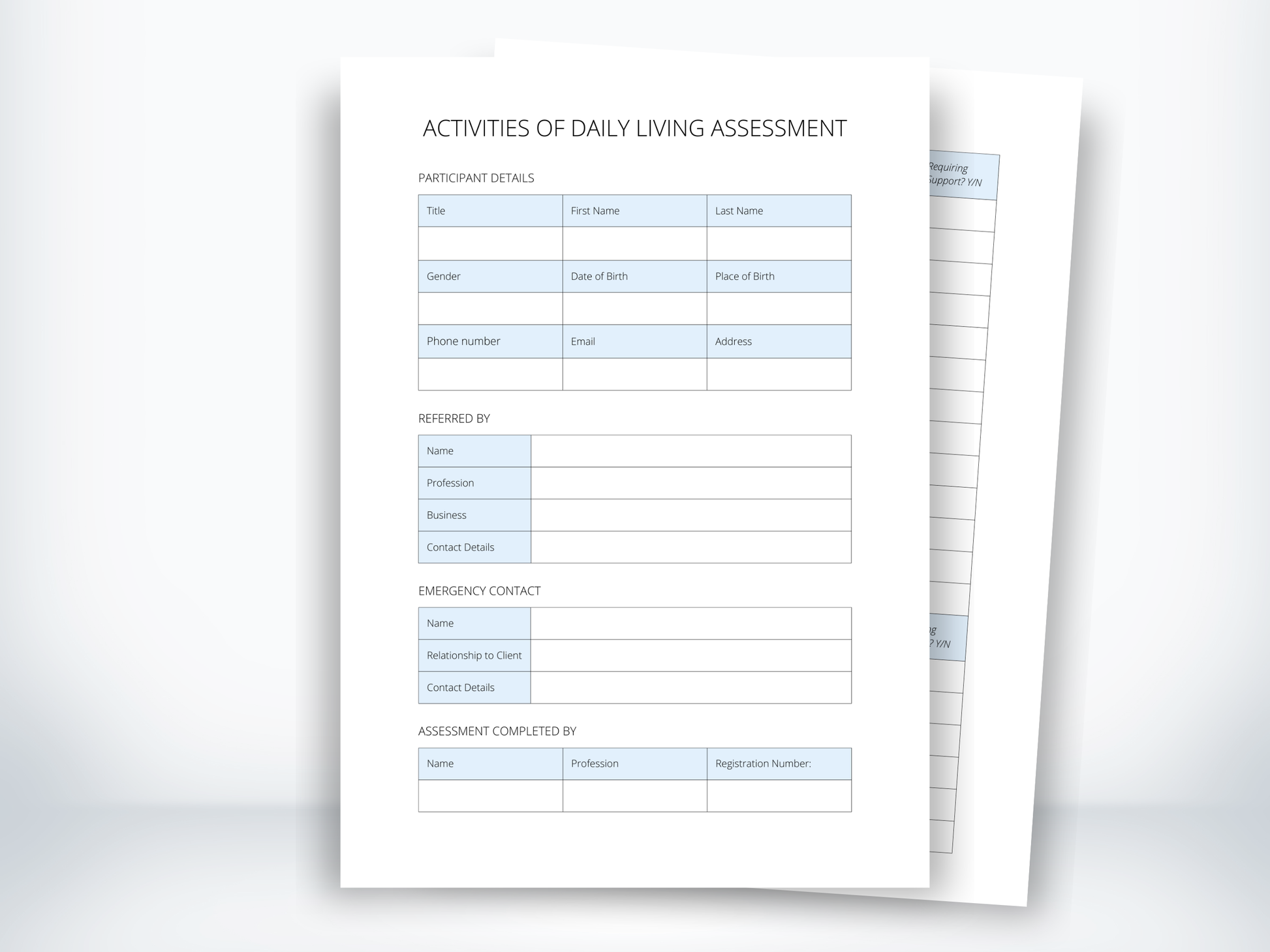 Activities of Daily Living Assessment PDF
