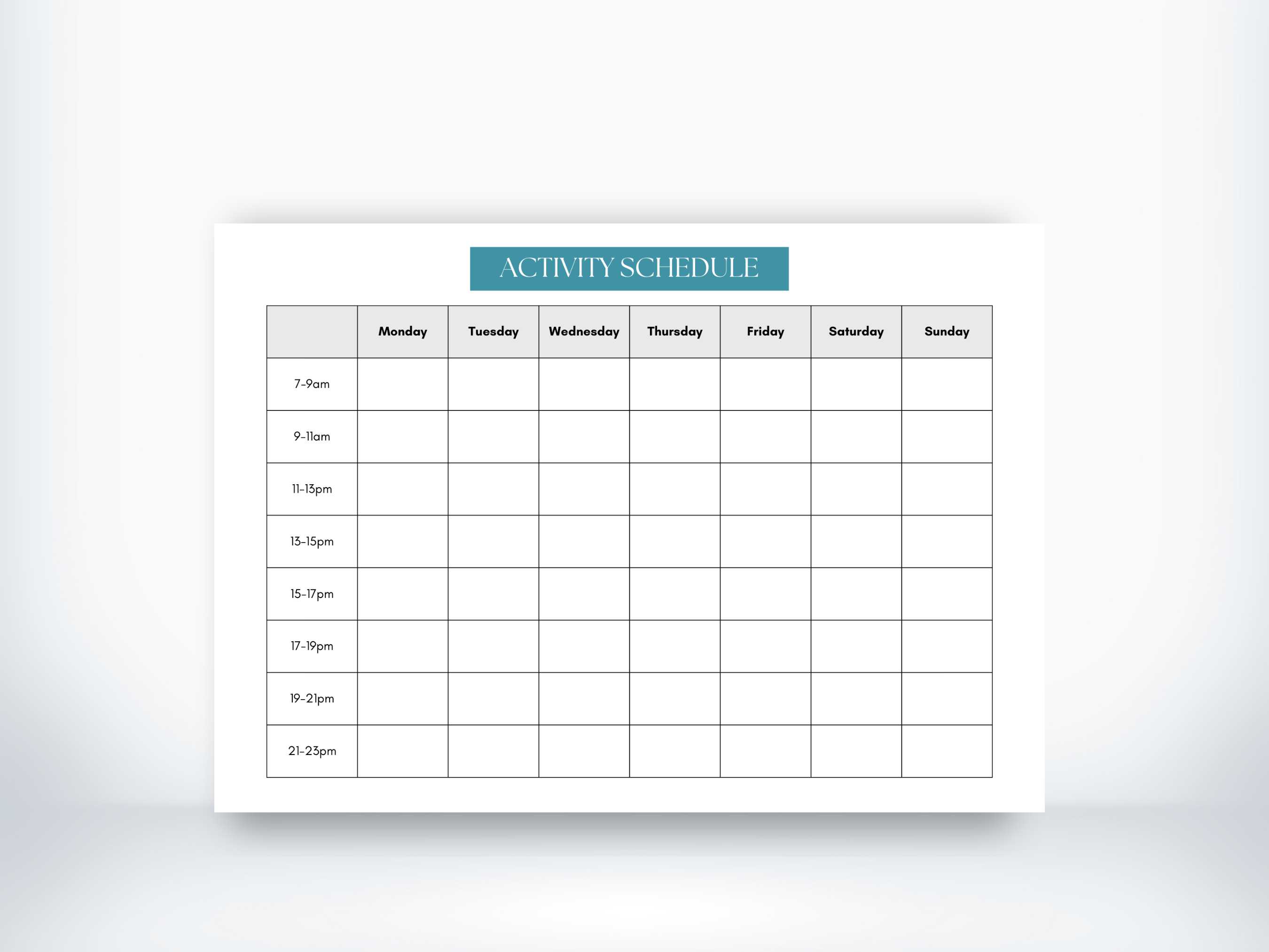 Activity Scheduling Worksheet (PDF) | My Thriving Mind