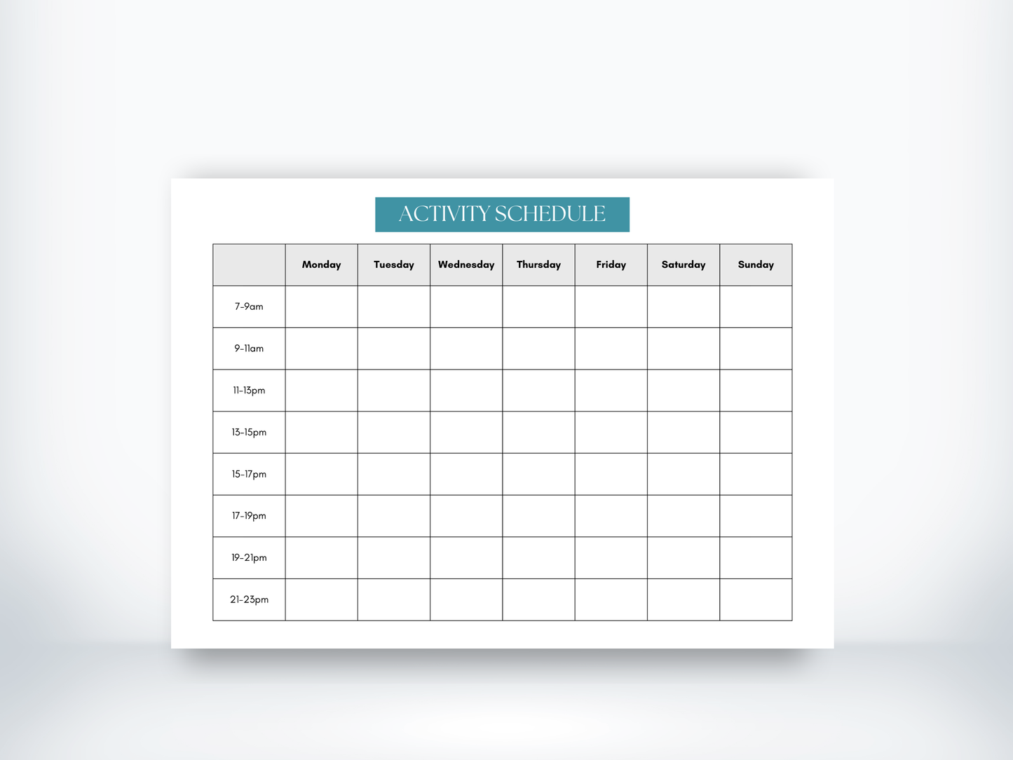 Activity Scheduling Worksheet PDF