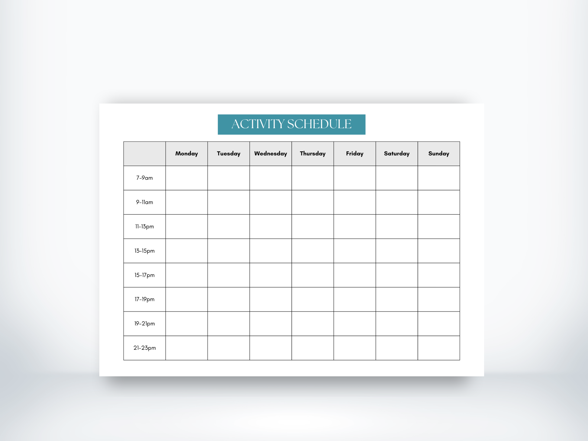 Activity Scheduling Worksheet PDF