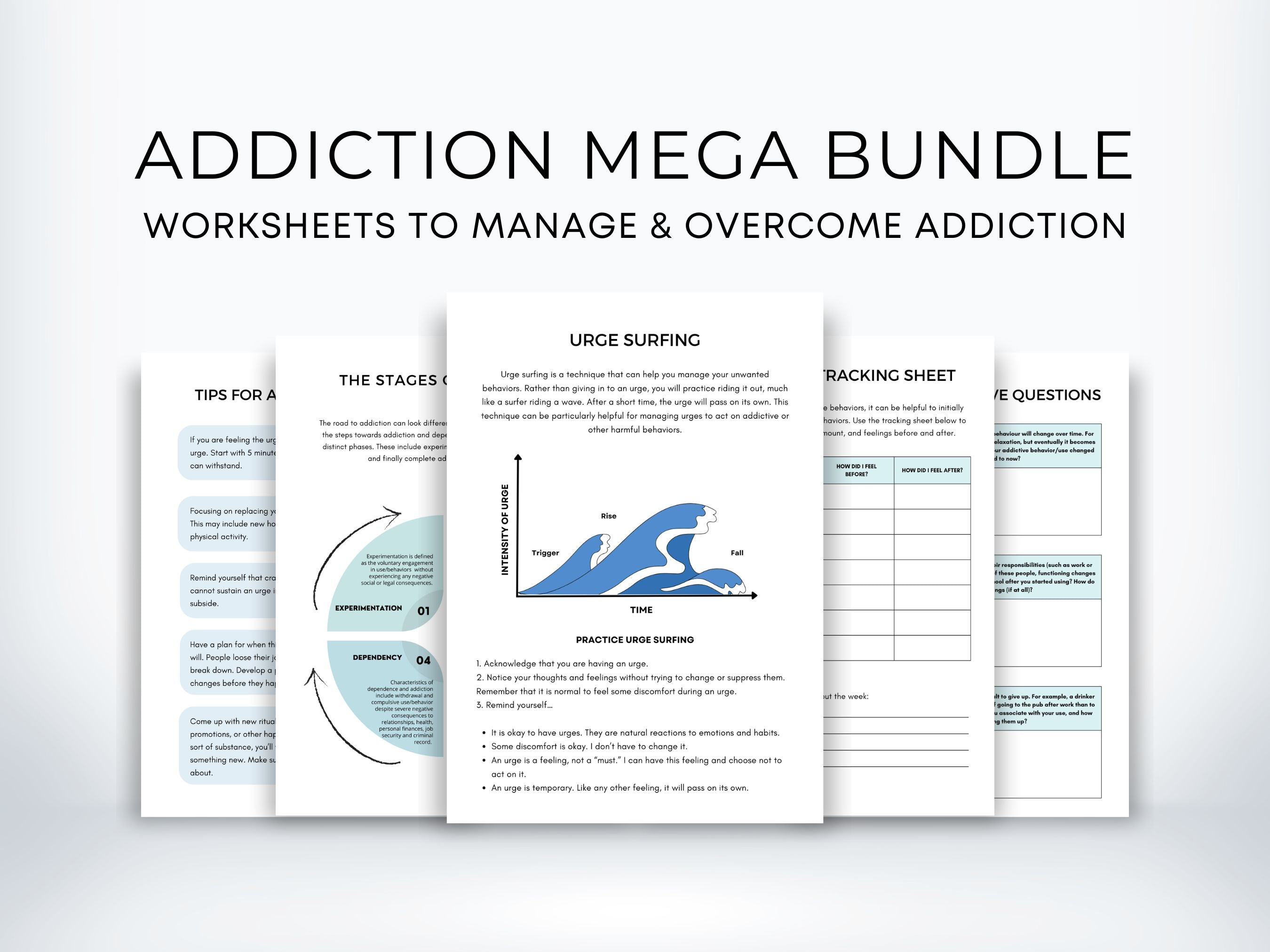 Addiction Questions Worksheet Addiction Worksheets Mega Bundle | My Thriving Mind