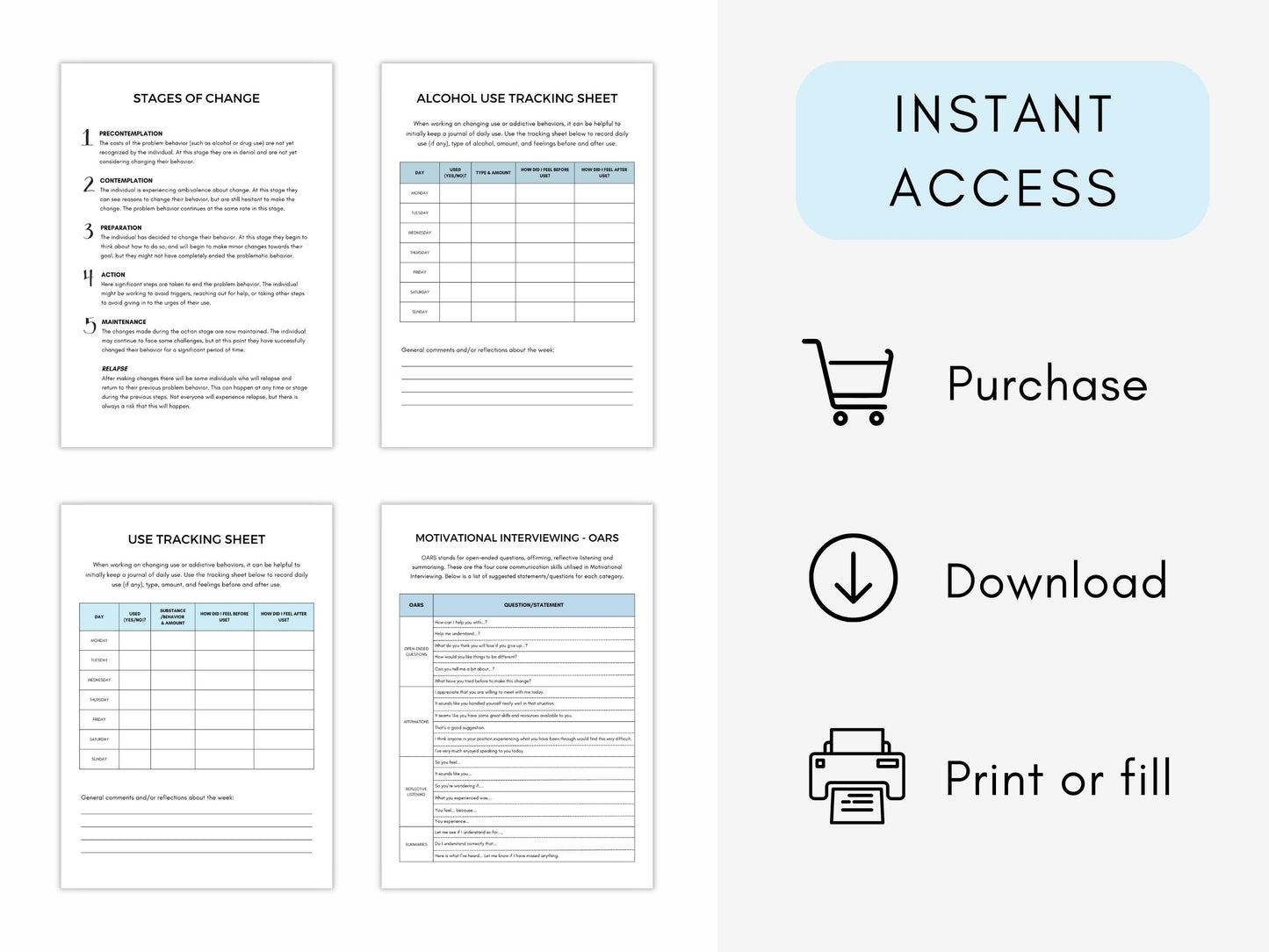 Addiction Worksheets Mega Bundle PDF