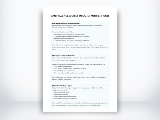 Ambivalence and Grief In Early Motherhood Handout PDF