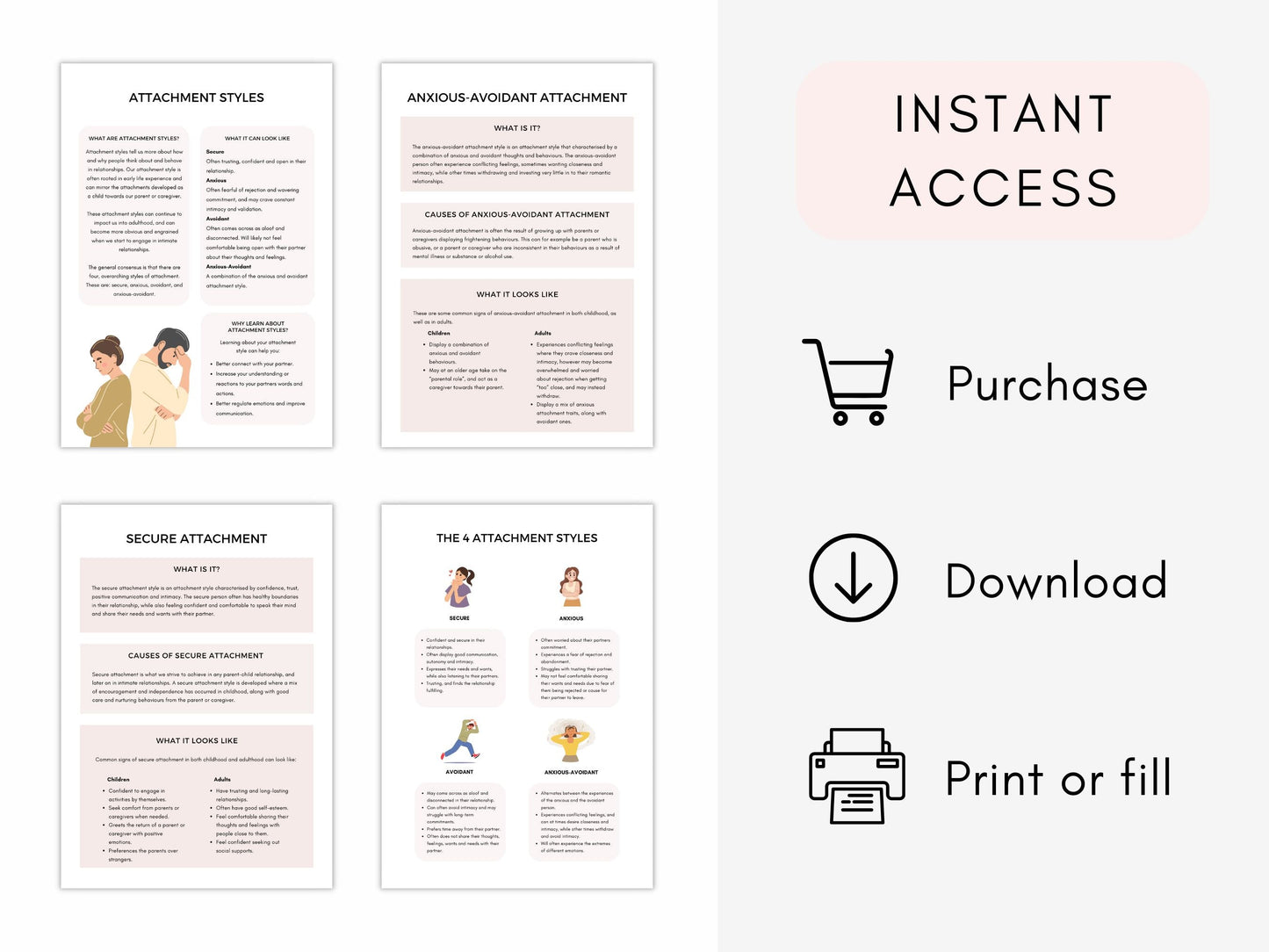 Attachment Styles Therapy Worksheets PDF