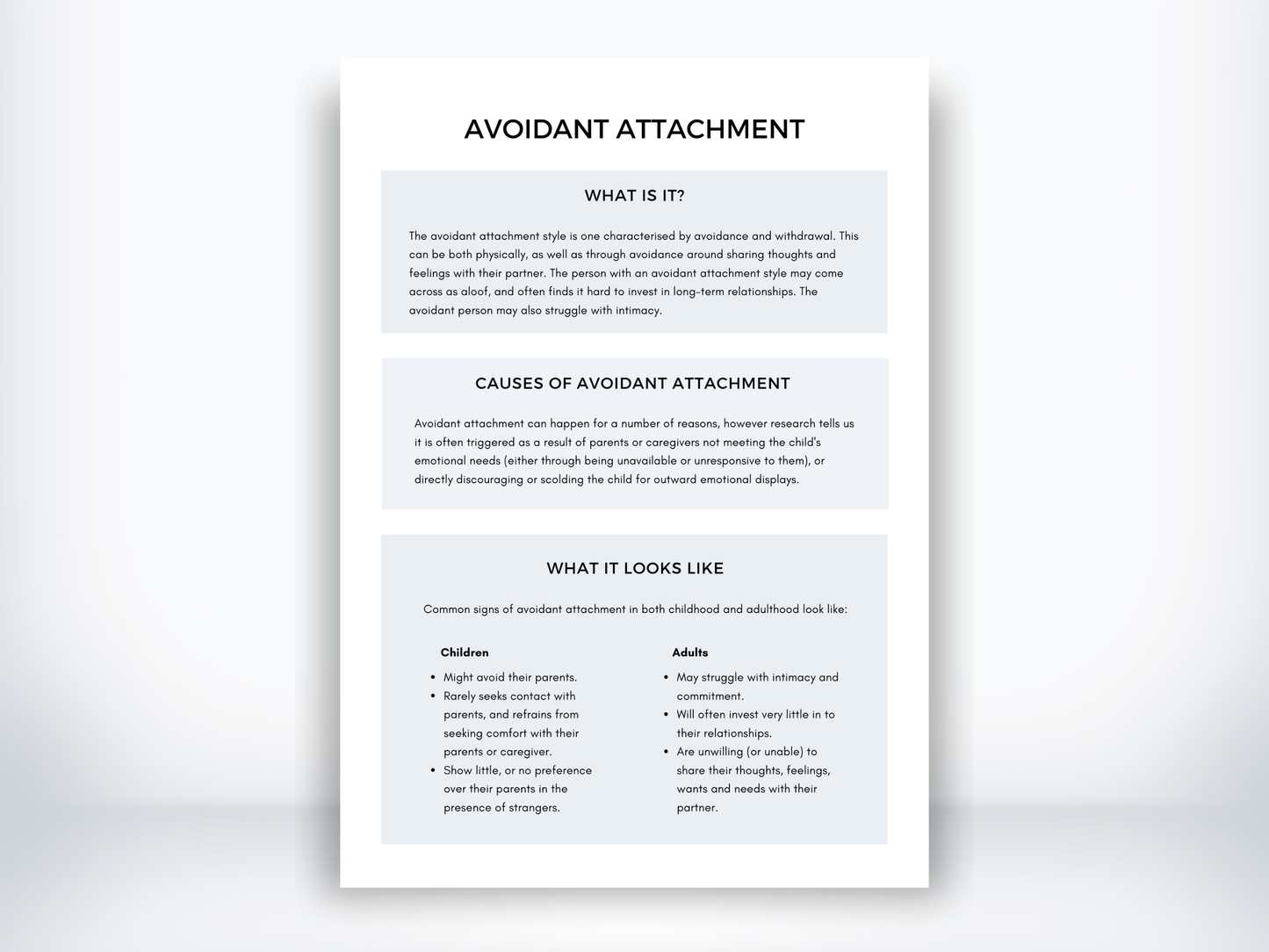 Avoidant Attachment Style PDF