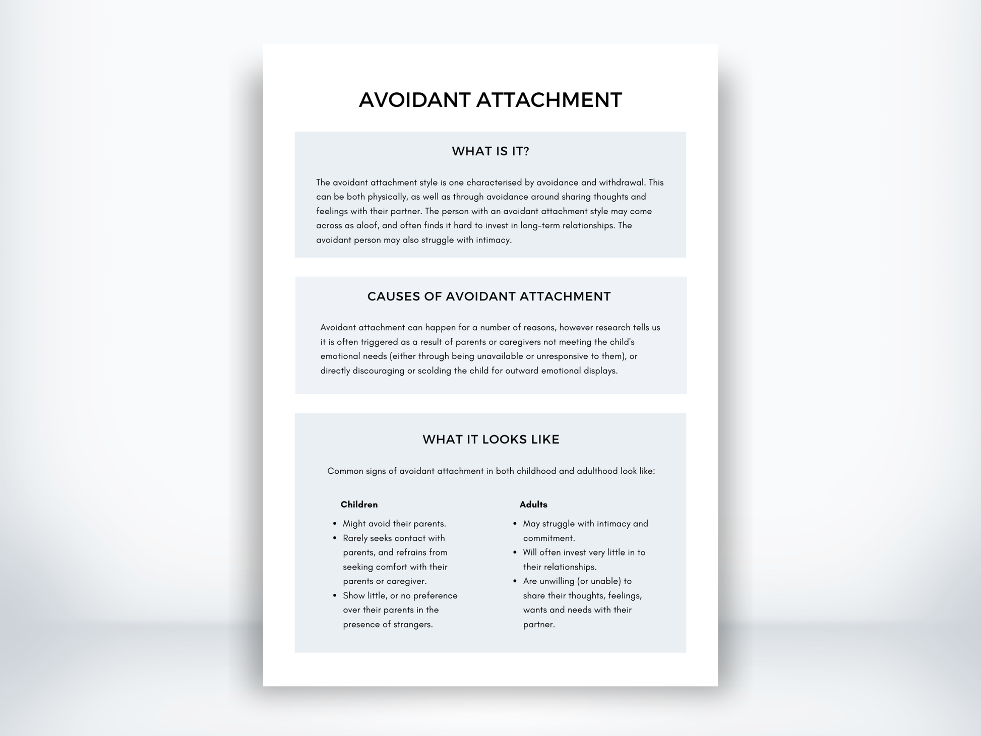 Avoidant Attachment Style PDF