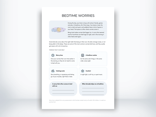Bedtime Worries PDF - My Thriving Mind