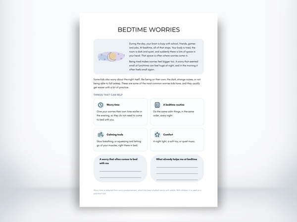 Bedtime Worries PDF - My Thriving Mind