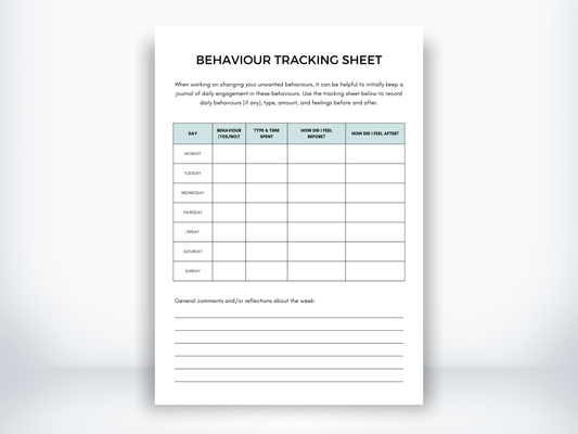 Behaviour Tracking Sheet PDF
