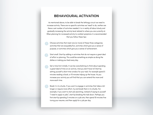 Behavioural Activation Worksheet PDF
