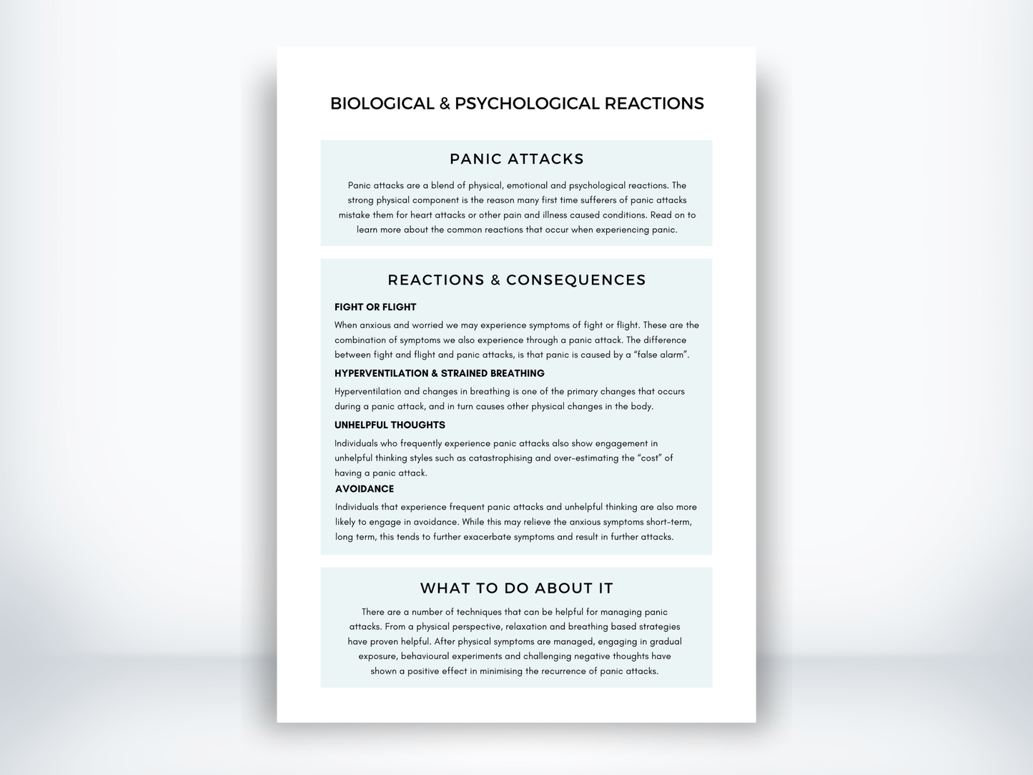 Biological & Psychological Reactions to Panic Attacks PDF