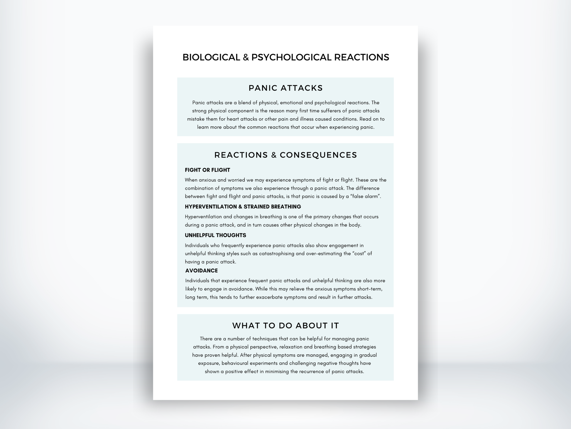 Biological & Psychological Reactions to Panic Attacks PDF
