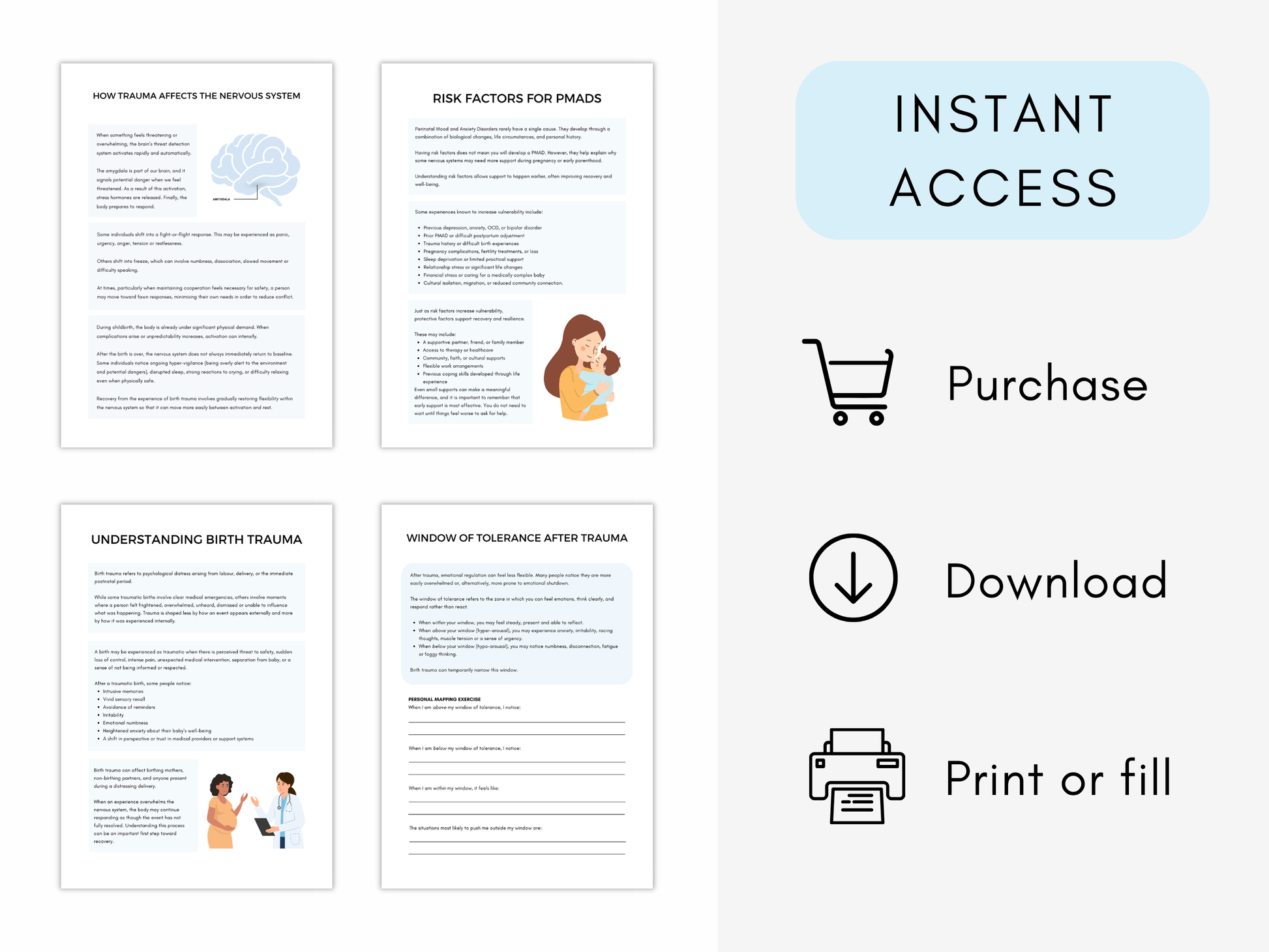 Birth Trauma & Perinatal Mental Health Worksheets