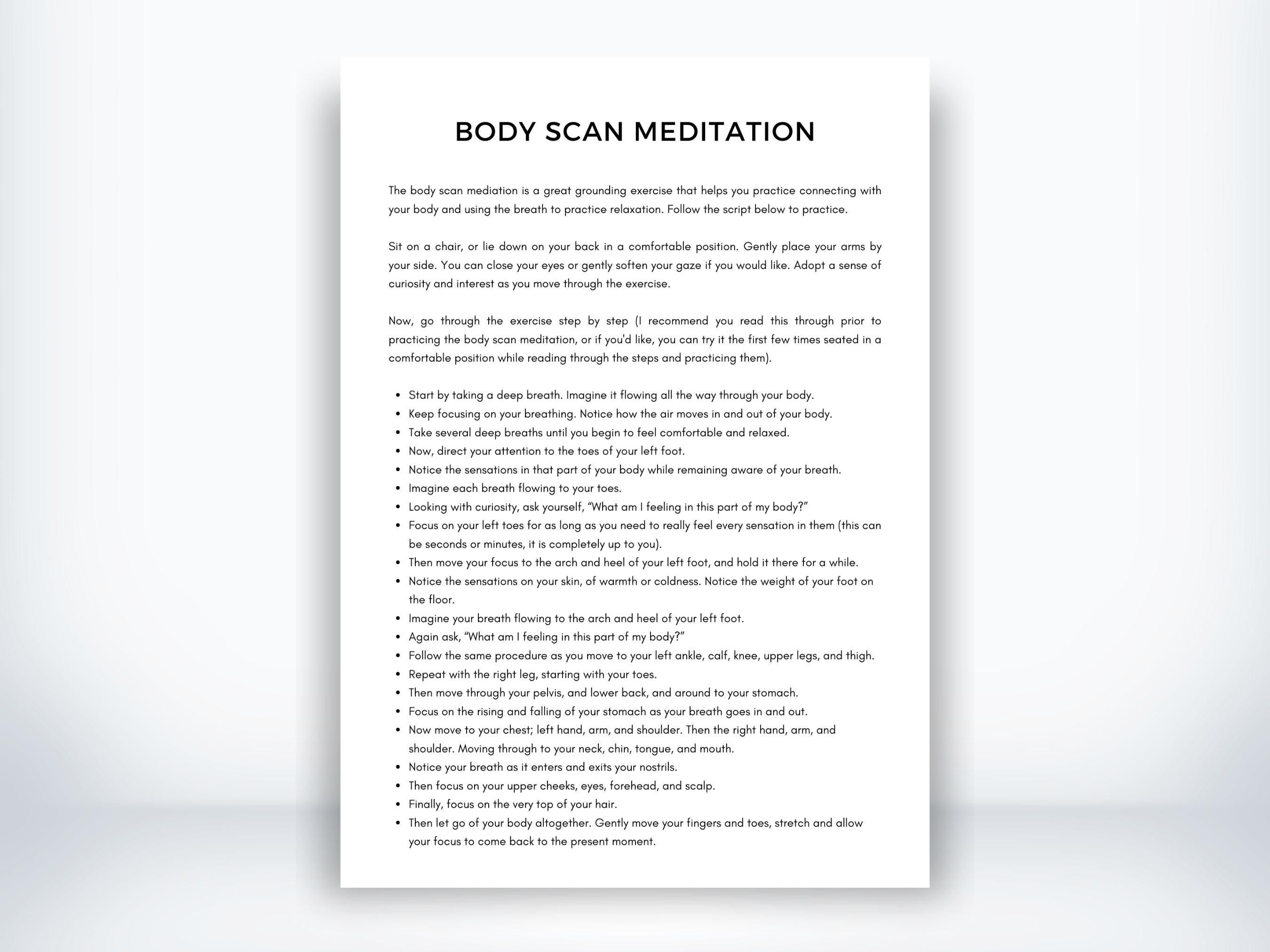 Body Scan Meditation Script (PDF) | My Thriving Mind
