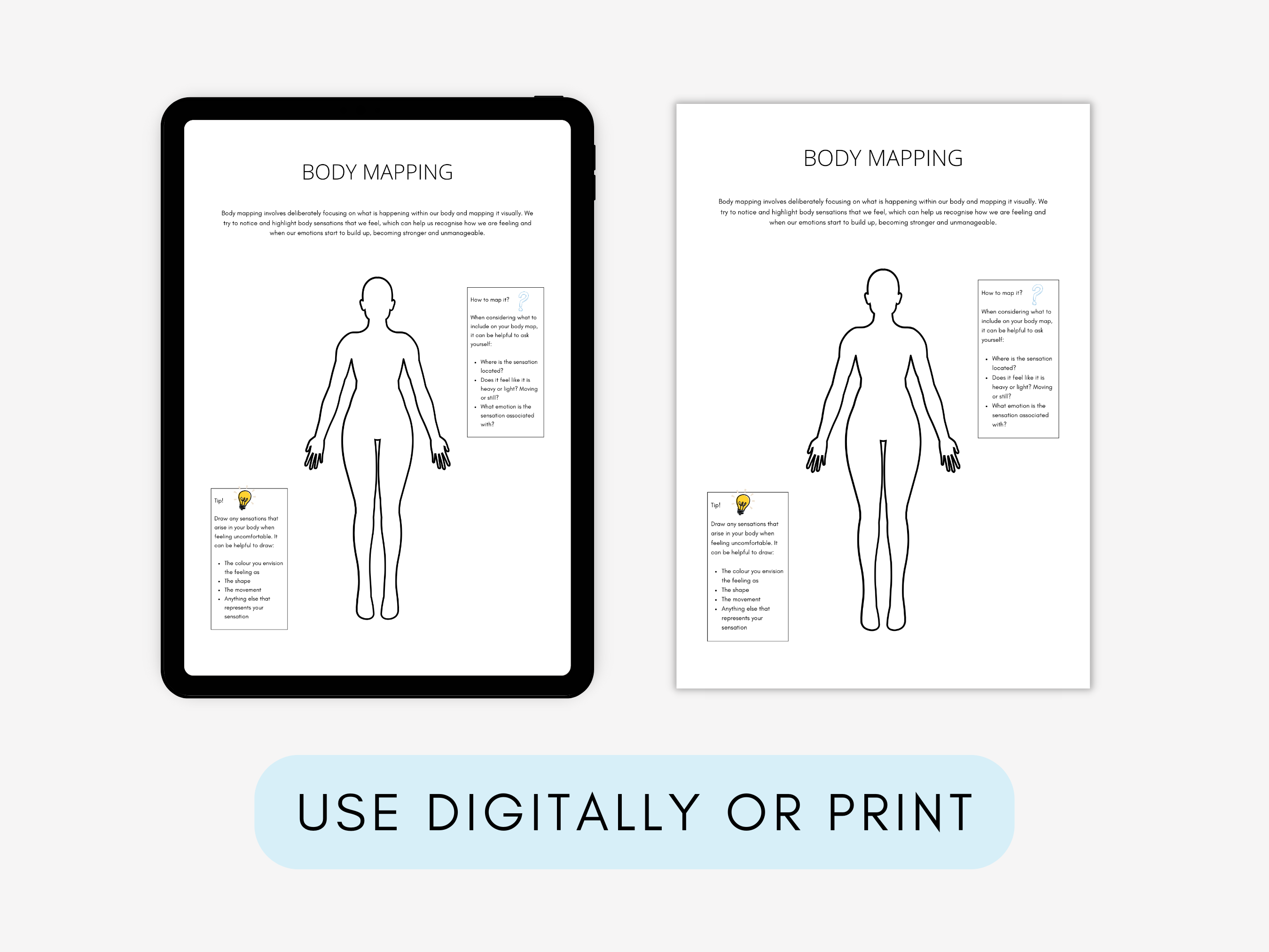 Body Mapping Therapy Worksheets | My Thriving Mind