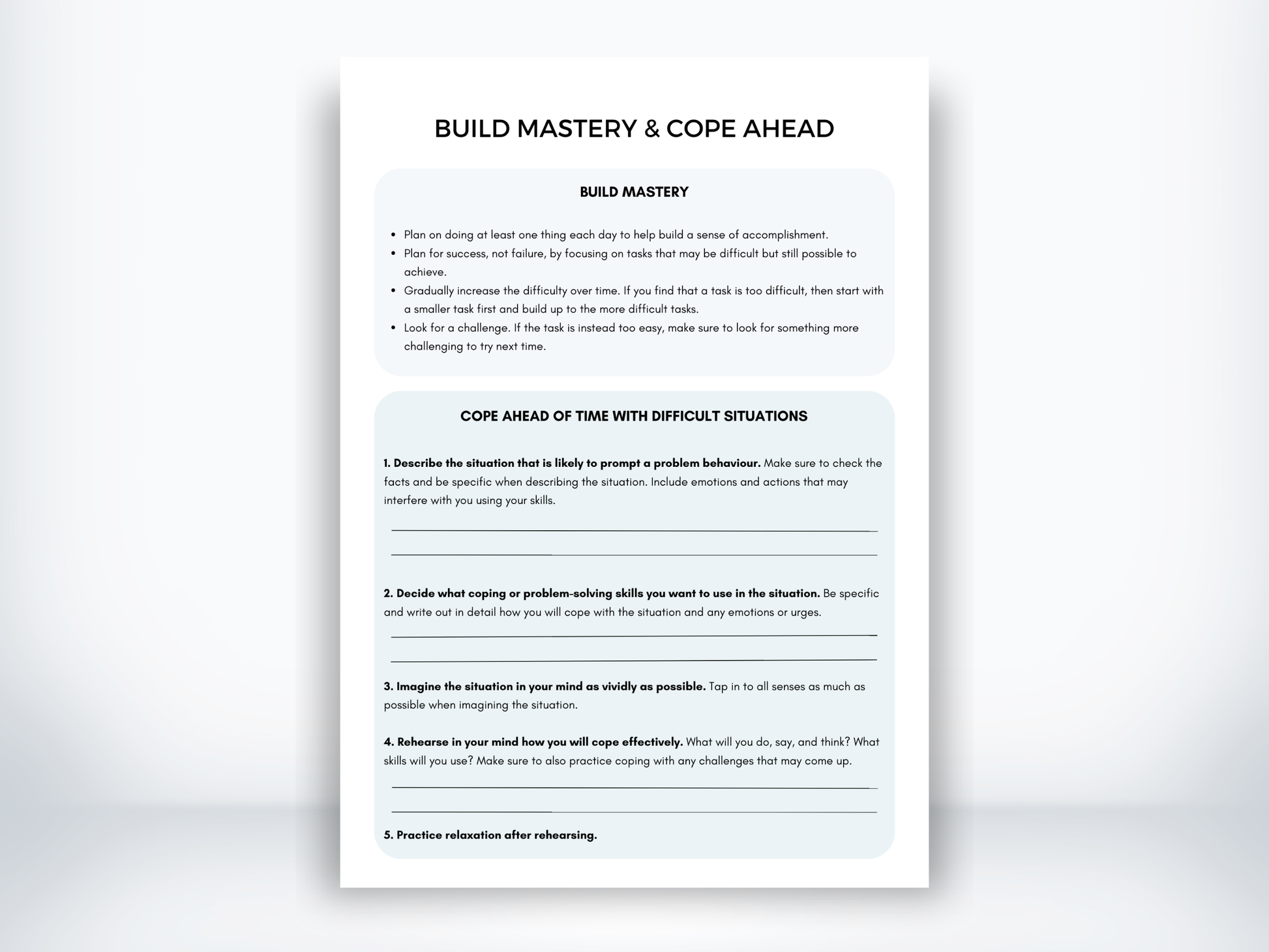 Build Mastery & Cope Ahead DBT PDF
