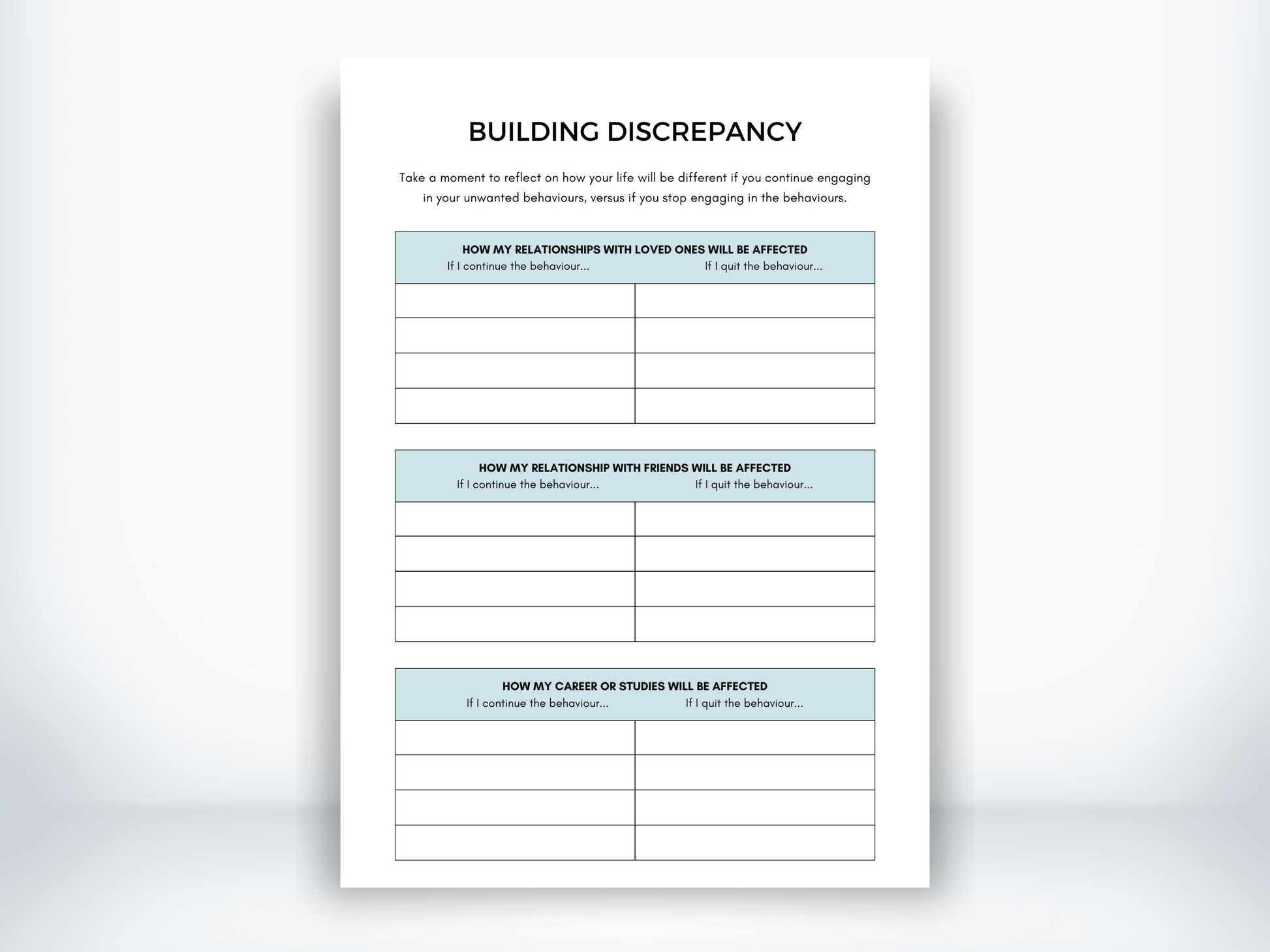 Building Discrepancy Worksheets PDF
