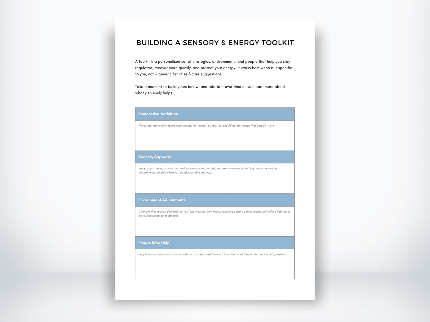 Building a Sensory & Energy Toolkit PDF