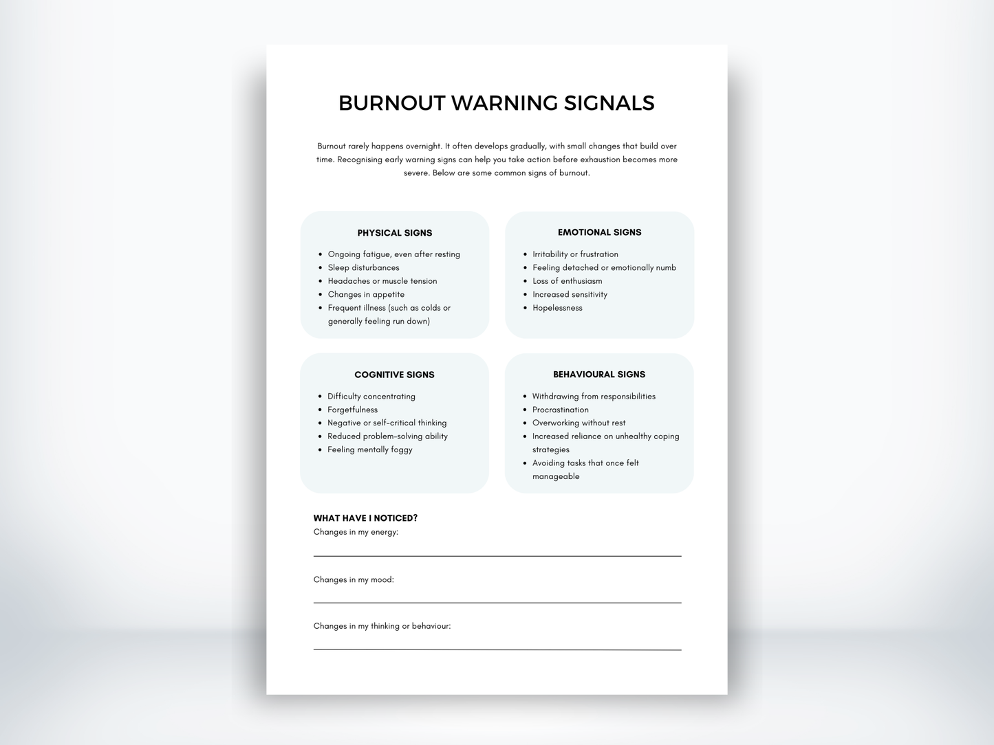 Burnout Warning Signs PDF