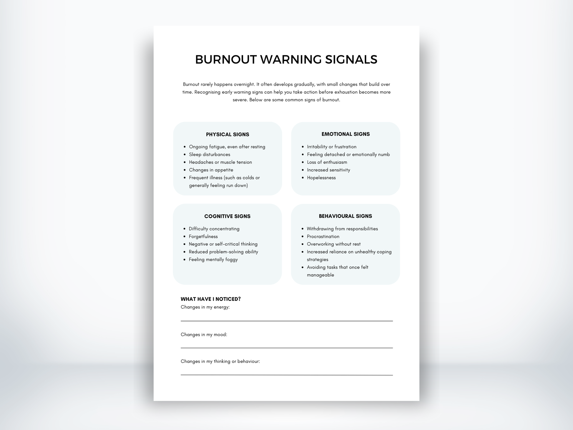 Burnout Warning Signs PDF