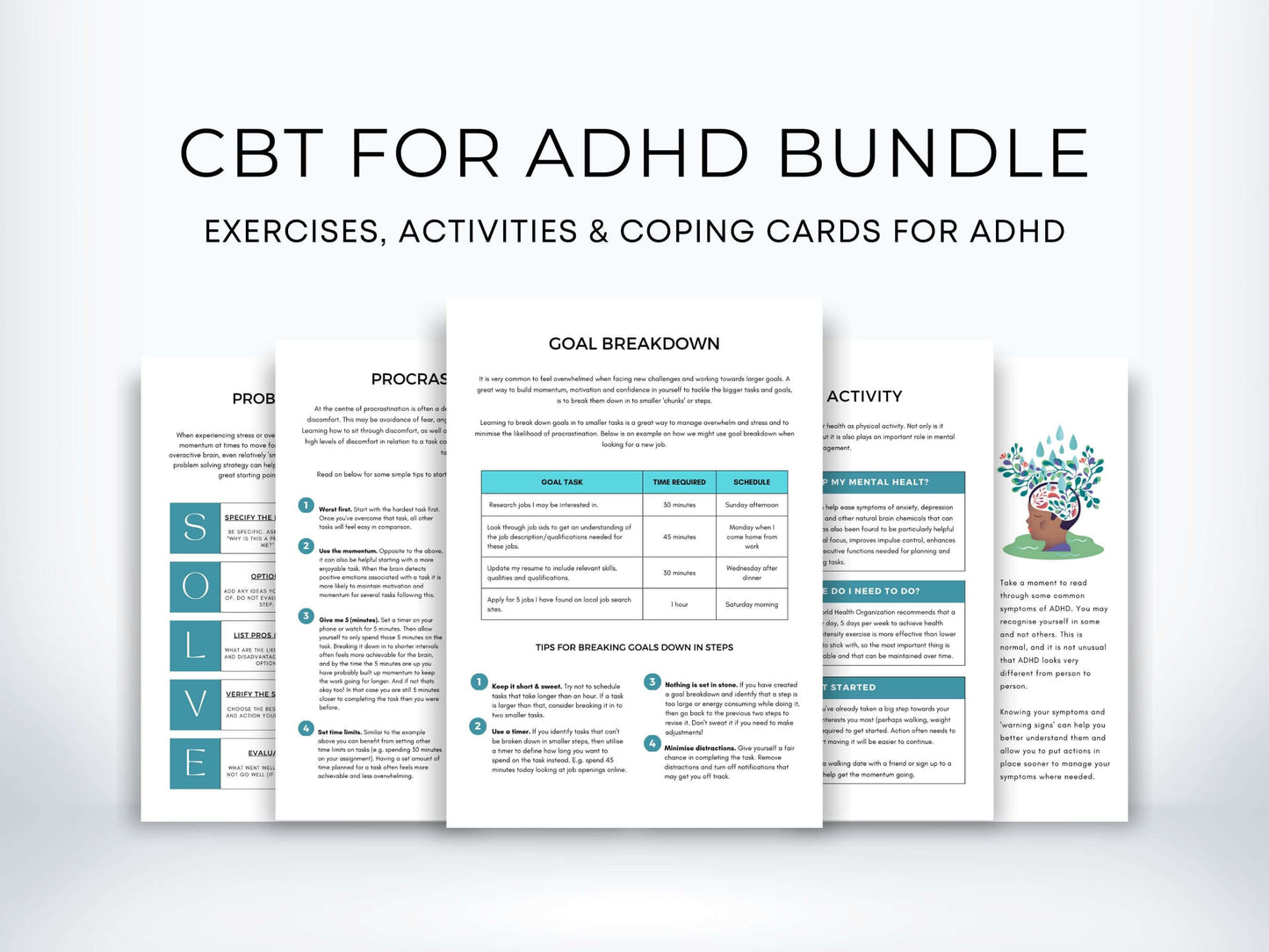 CBT for ADHD Worksheets Bundle PDF