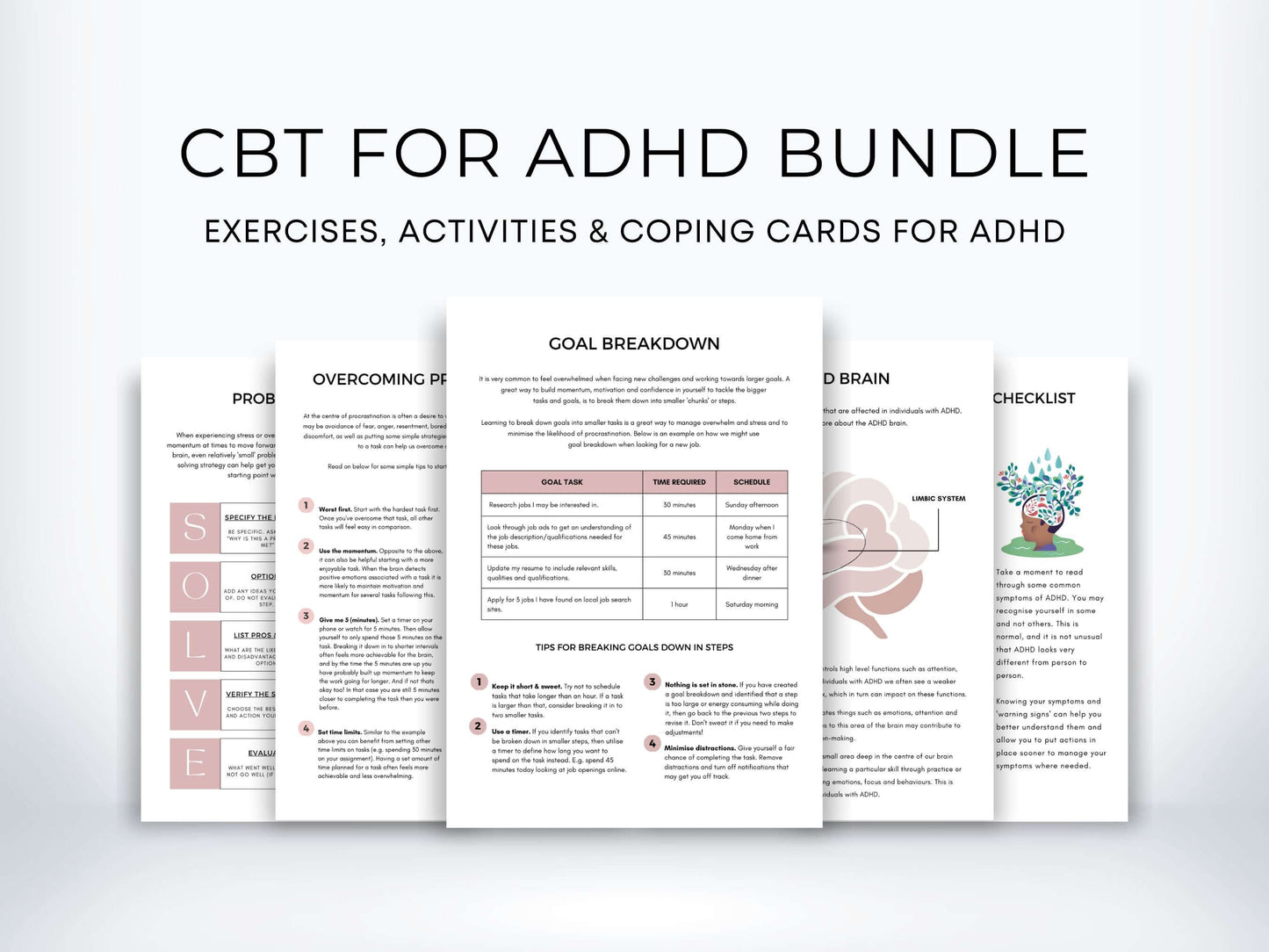 CBT for ADHD Worksheets Bundle PDF