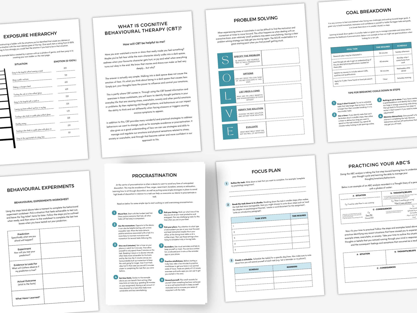 CBT for ADHD Worksheets Bundle PDF