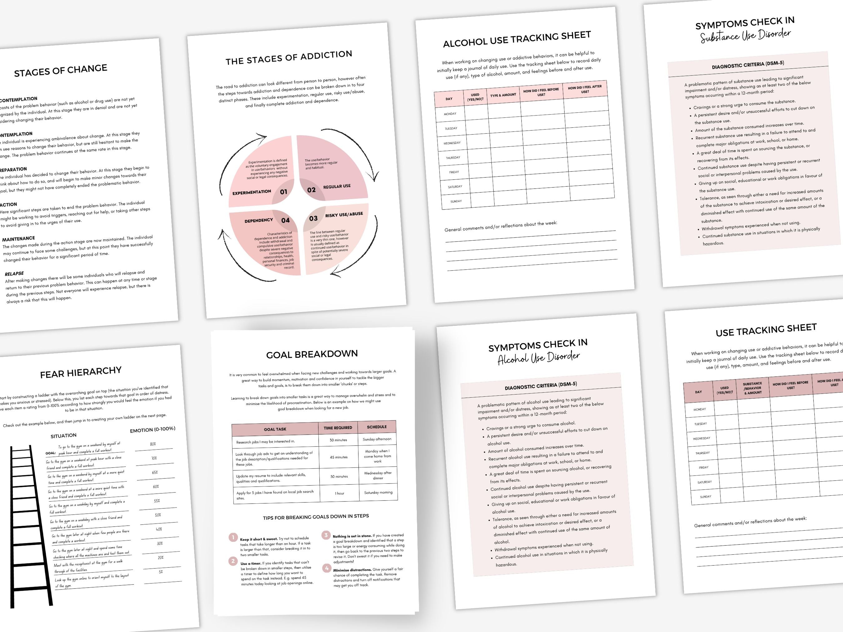 Addiction Discussion Point Worksheet CBT for Addiction Worksheets | My Thriving Mind