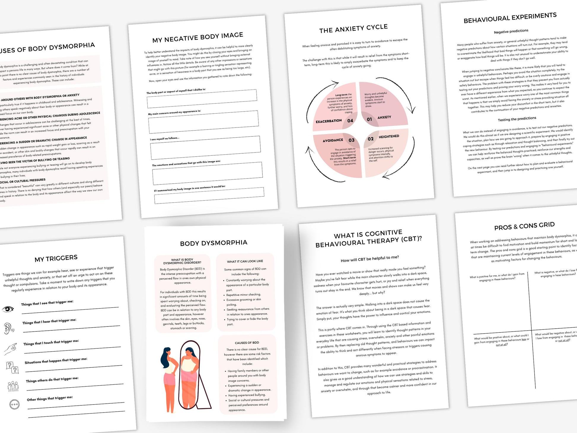 CBT for Body Dysmorphia Worksheets PDF