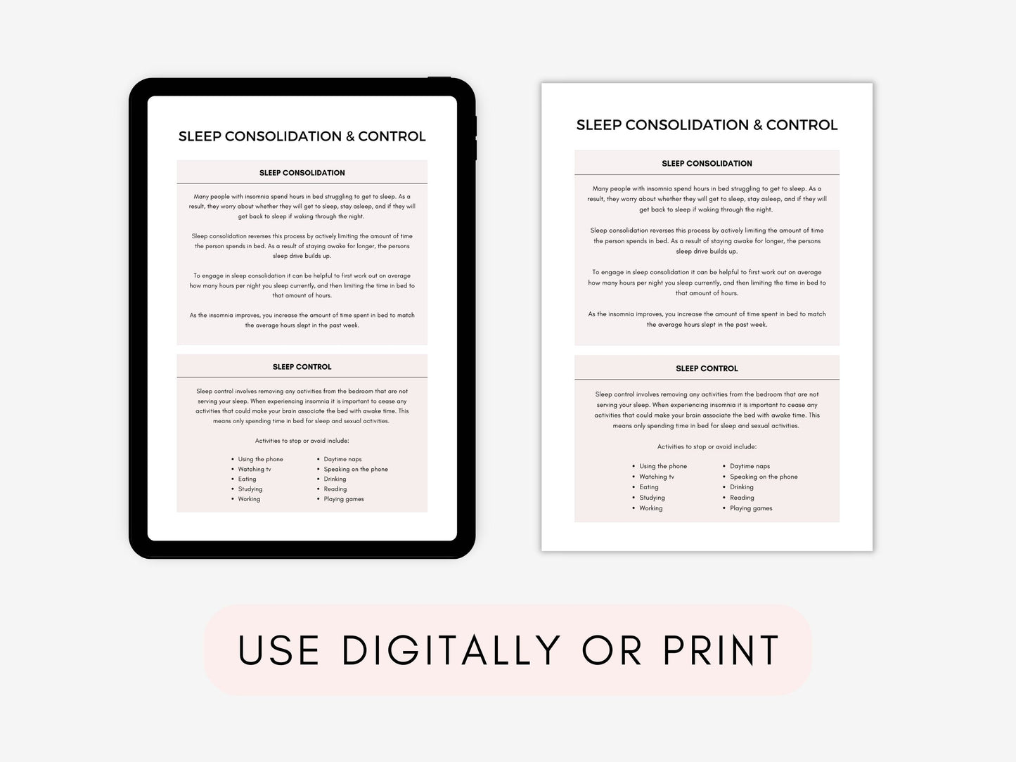 CBT for Insomnia Worksheets PDF