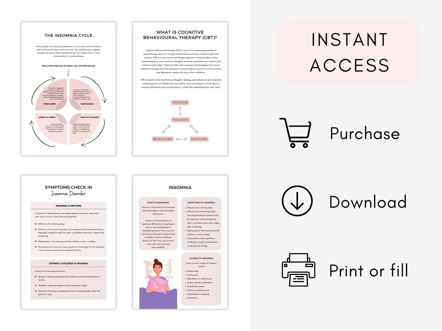 CBT for Insomnia Worksheets PDF