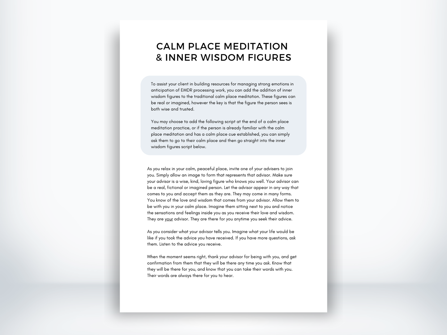 Calm Place Meditation and Inner Wisdom Figures PDF