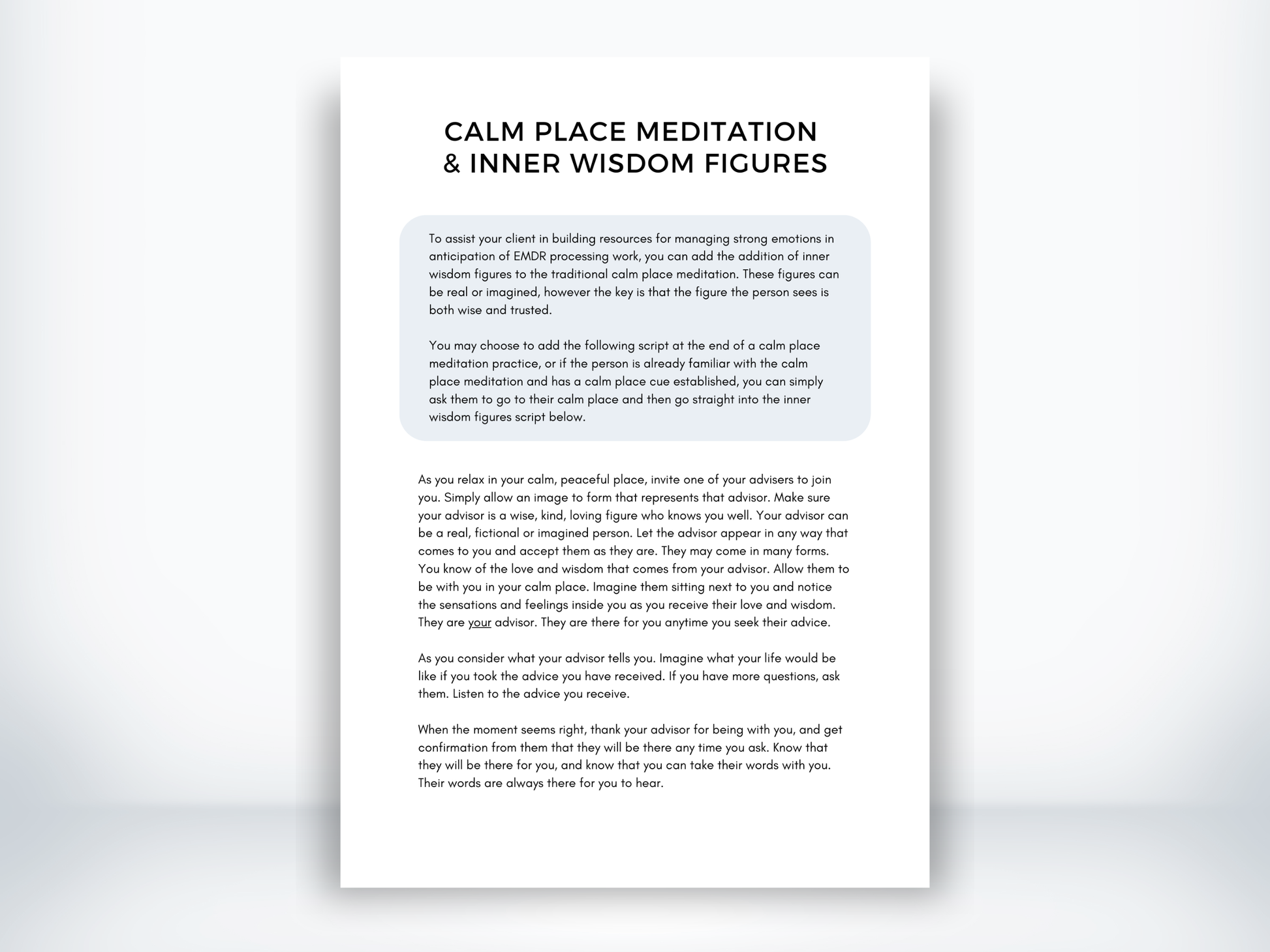 Calm Place Meditation and Inner Wisdom Figures PDF