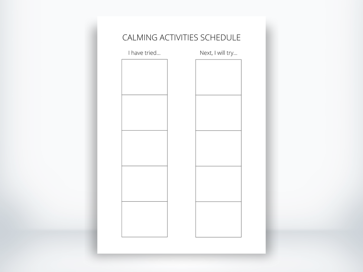 Calming Activities Schedule Template PDF – My Thriving Mind
