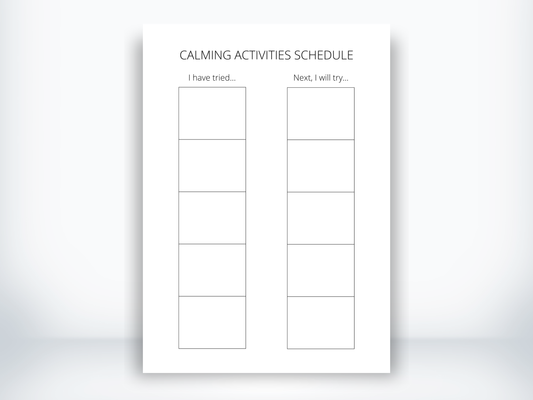 Calming Activities Schedule Template PDF